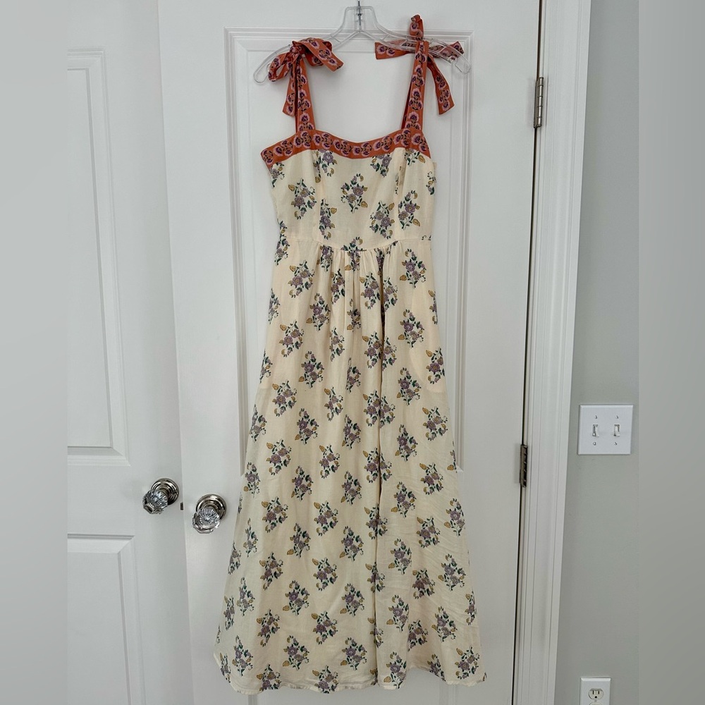 Aqua Floral Skirt with Purple and Green Accents